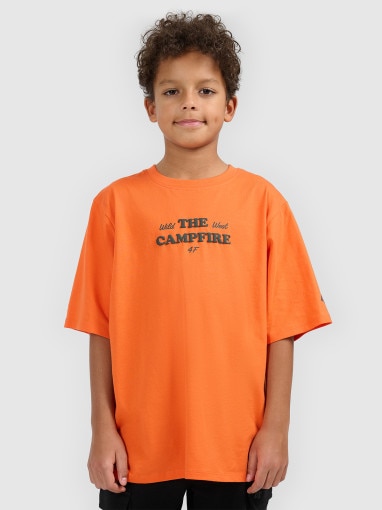 Chłopięcy t-shirt z nadrukiem 4F 4FJWSS26TTSHM2813 - pomarańczowy