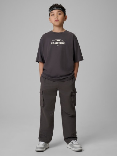 Chłopięcy t-shirt z nadrukiem 4F 4FJWSS26TTSHM2813 - szary