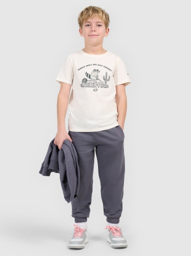 Chłopięcy t-shirt z nadrukiem 4F 4FJWSS26TTSHM2815 - biały