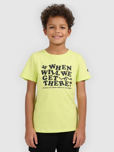  4F JUNIOR Chłopięcy tshirt z nadrukiem 4F 4FJWSS26TTSHM2816  żółty żółty