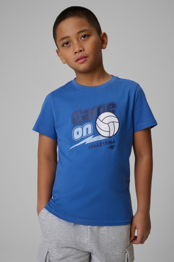  4F JUNIOR Chłopięcy tshirt z nadrukiem 4F 4FJWSS26TTSHM3011  granatowy Granatowy