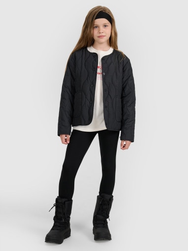 Dziecięca kurtka puchowa pikowana 4F 4FJRAW25TDJAF0767 - czarna