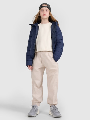 Dziecięca kurtka puchowa pikowana 4F 4FJRAW25TDJAU0804 - granatowa