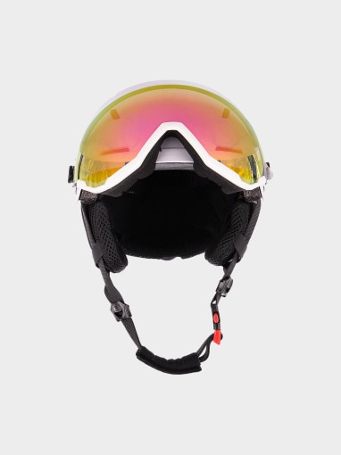 Dziecięcy kask narciarski z goglami 4F 4FJWMM00AHELU122 - biały