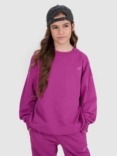  4F JUNIOR Dziecięcy komplet dresowy 4F 4FJRAW25TAPSU120  różowy Różowy