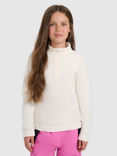  4F JUNIOR Dziewczęca bielizna polarowa (góra) 4F 4FJRAW25UFLEF070  biała Biały