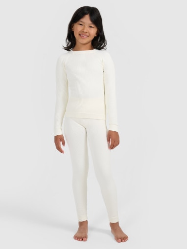  4F JUNIOR Dziewczęca bielizna termoaktywna komplet 4F 4FJRAW25USEAF264  biała Biały