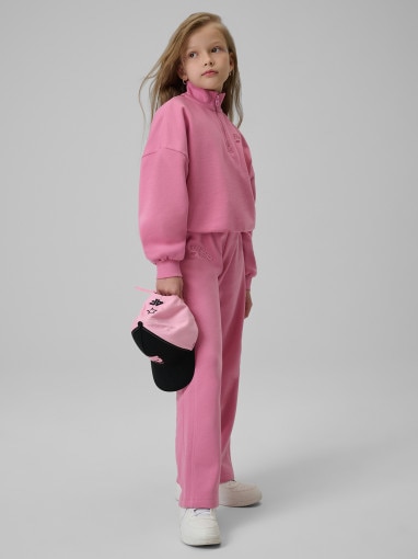 Dziewczęca bluza dresowa bez kaptura 4F 4FJRSS26TSWSF2625 - różowa