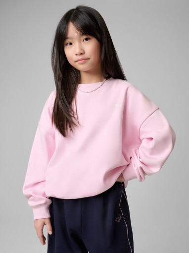 Dziewczęca bluza nierozpinana bez kaptura 4F 4FJRSS26TSWSF2819 - różowa