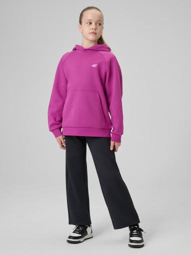 Dziewczęca bluza nierozpinana z kapturem 4F 4FJRSS26TSWSF3040 - różowa