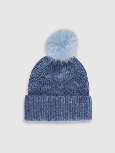 4F JUNIOR Dziewczęca czapka z pomponem 4F 4FJWAW25ACAPF648  niebieska Niebieski