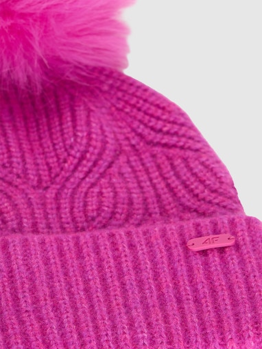 Dziewczęca czapka z pomponem 4F 4FJWAW25ACAPF648 - różowa