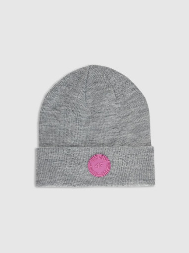  4F JUNIOR Dziewczęca czapka zimowa 4F 4FJRAW25ACAPF0749  szara Szary
