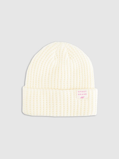  4F JUNIOR Dziewczęca czapka zimowa 4F 4FJRAW25ACAPF0810  biała Biały