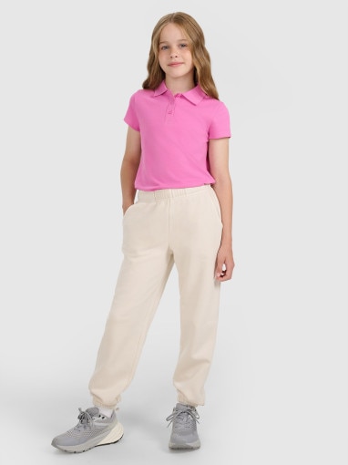 Dziewczęca koszulka polo 4F 4FJRAW25TPTSF0740 - różowa