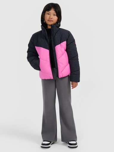 Dziewczęca kurtka puchowa pikowana 4F 4FJRAW25TDJAF0807 - różowa