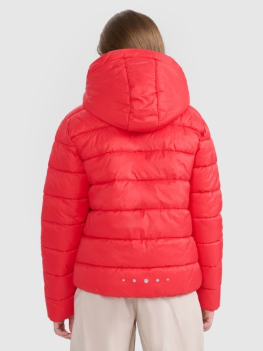 Dziewczęca kurtka puchowa pikowana 4F 4FJRAW25TDJAF0816 - czerwona