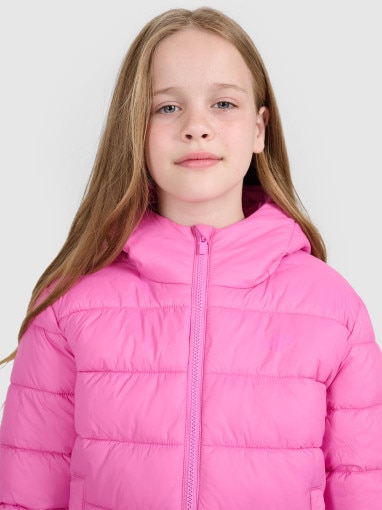 Dziewczęca kurtka puchowa pikowana 4F 4FJRAW25TDJAF0816 - różowa