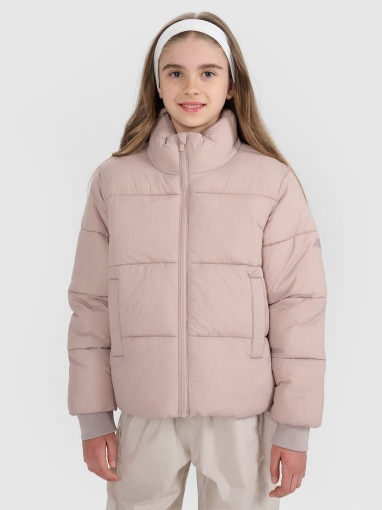  4F JUNIOR Dziewczęca kurtka puchowa pikowania 4F 4FJRAW25TDJAF0806  beżowa Beżowy