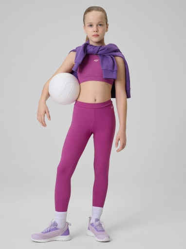 4F JUNIOR Dziewczęce legginsy sportowe 4F 4FJRSS26TFTIF522 różowe Różowy