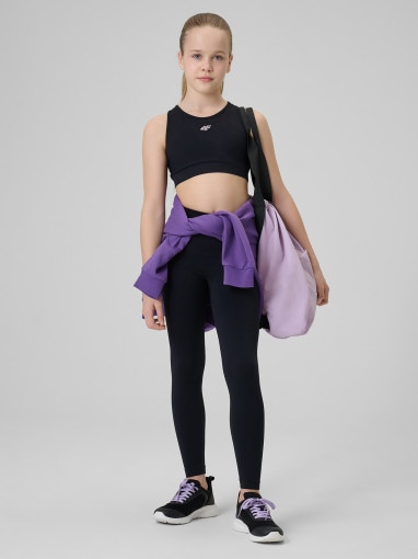 4F JUNIOR Dziewczęce legginsy treningowe 4F 4FJRSS26TFTIF518 czarne Czarny