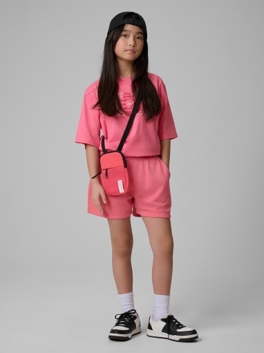  4F JUNIOR Dziewczęce spodenki dresowe 4F 4FJWSS26TSHOF777  różowe Różowy