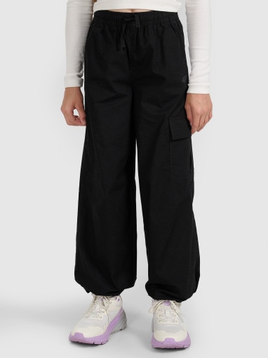 Dziewczęce spodnie casual 4F 4FJWAW25TTROF1246 - czarne