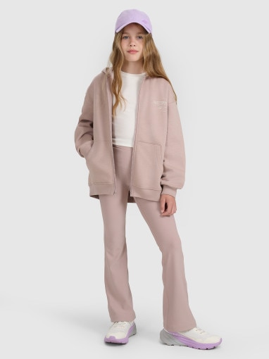  4F JUNIOR Dziewczęce spodnie dresowe 4F 4FJWAW25TTROF1393  beżowe Beżowy