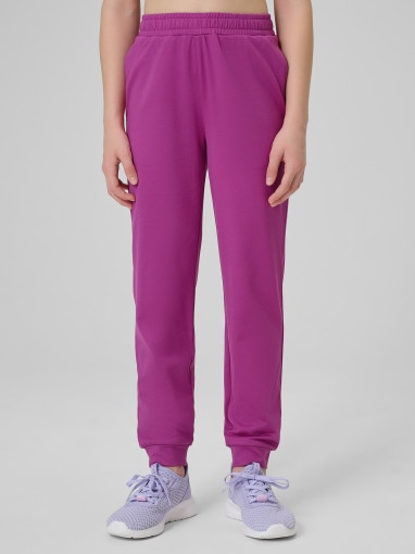 Dziewczęce spodnie dresowe joggery 4F 4FJRSS26TFTRF1458 - różowe