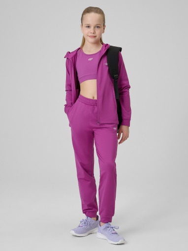 4F JUNIOR Dziewczęce spodnie dresowe joggery 4F 4FJRSS26TFTRF1458 różowe Różowy