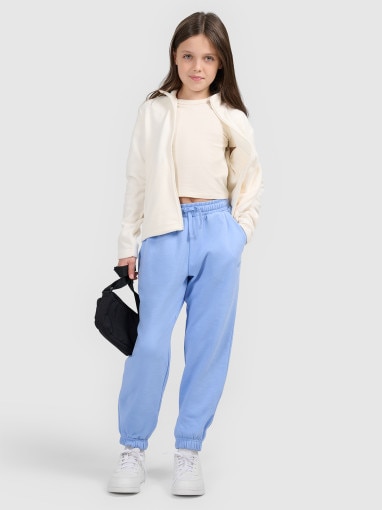  4F JUNIOR Dziewczęce spodnie dresowe joggery 4F 4FJWSS26TTROF1502  niebieskie Niebieski