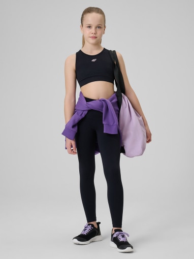 Dziewczęcy biustonosz treningowy 4F 4FJRSS26USBAF280 - czarny