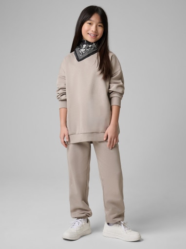 4F JUNIOR Dziewczęcy dres komplet 4F 4FJRSS26TAPSF212 beżowy Beżowy