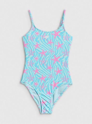 Dziewczęcy kostium kąpielowy jednoczęściowy 4F 4FJRSS26USWSF129 - turkusowy