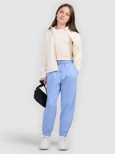 Dziewczęcy polar rozpinany 4F 4FJRSS26TFLEF507 - biały