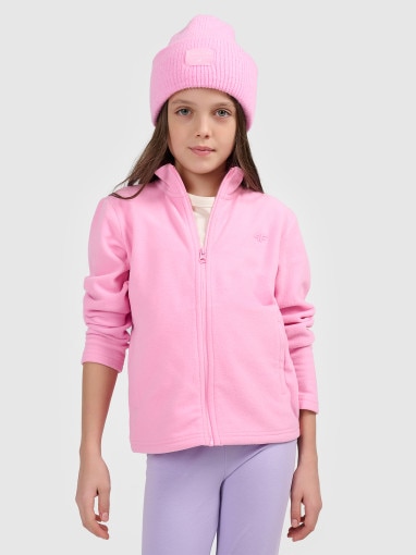  4F JUNIOR Dziewczęcy polar rozpinany 4F 4FJRSS26TFLEF507  różowy Różowy