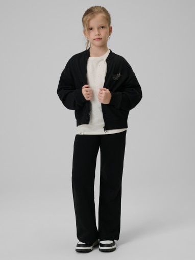 Dziewczęcy t-shirt basic 4F 4FJRSS26TTSHF3454 - biały