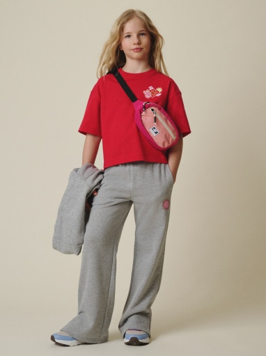 Dziewczęcy t-shirt z nadrukiem 4f 4FJRSS26TTSHF3679 - różowy