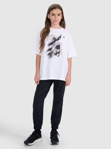 T-shirt dziecięcy z nadrukiem 4F 4FJRSS25TTSHU3295 - biały