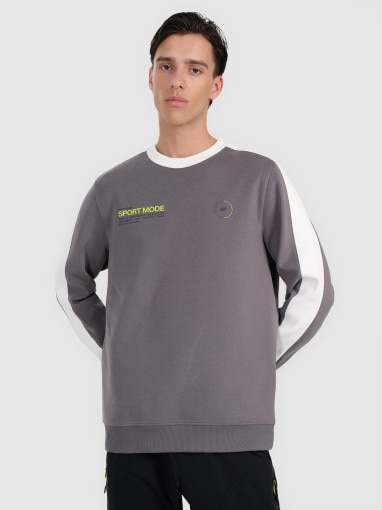  4F Męska bluza dresowa nierozpinana bez kaptura 4F 4FRAW25TSWSM2457  szara Szary