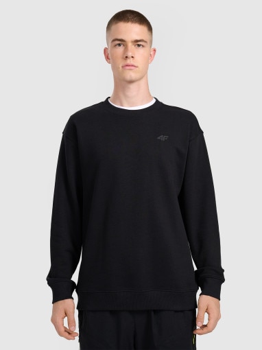  4F Męska bluza dresowa nierozpinana bez kaptura 4F 4FRMM00TSWSM2478  czarna Czarny