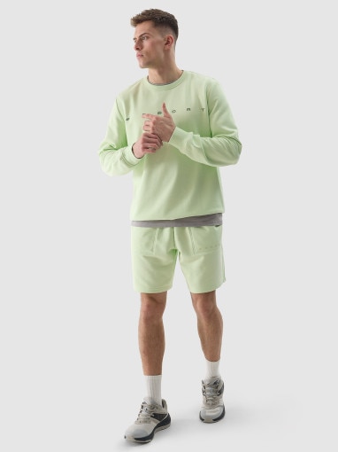 Męska bluza dresowa nierozpinana bez kaptura 4F 4FWSS24TSWSM1009 - zielona