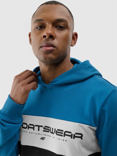 Męska bluza dresowa nierozpinana bez kaptura 4F 4FWSS24TSWSM1032 - niebieska