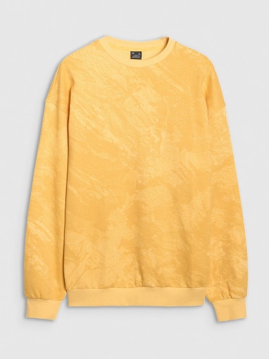  4F Męska bluza dresowa nierozpinana bez kaptura 4F 4FWSS25TSWSM1582  żółta żółty