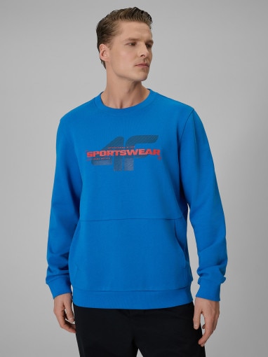  4F Męska bluza dresowa nierozpinana bez kaptura 4F 4FWSS26TSWSM2237  niebieska Niebieski