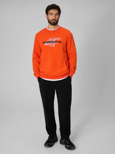 Męska bluza dresowa nierozpinana bez kaptura 4F 4FWSS26TSWSM2237 - pomarańczowa