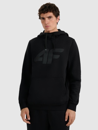  4F Męska bluza dresowa nierozpinana z kapturem 4F 4FRMM00TSWSM2477  czarna Czarny