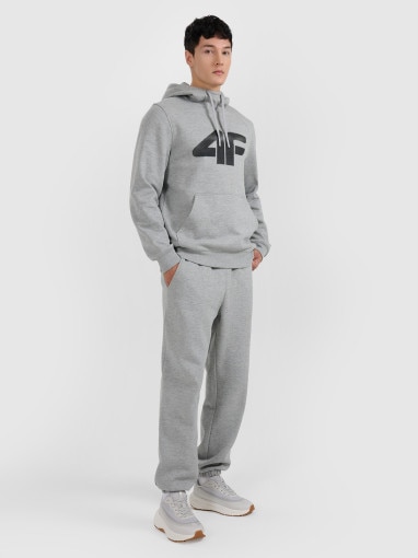 Męska bluza dresowa nierozpinana z kapturem 4F 4FRMM00TSWSM2477 - szara