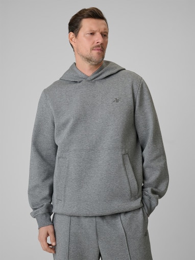  4F Męska bluza dresowa nierozpinana z kapturem 4F 4FRSS26TSWSM2793  szara Szary