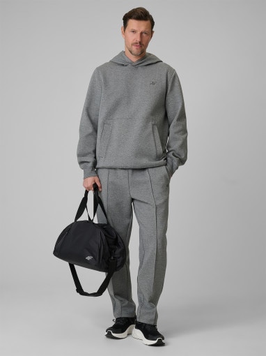 Męska bluza dresowa nierozpinana z kapturem 4F 4FRSS26TSWSM2793 - szara